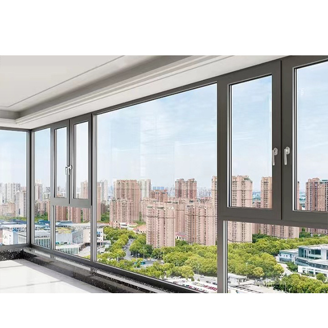 Soundproof Windows Broken Bridge Aluminum System Casement Window and Door Sealed Balcony tempered glass windows