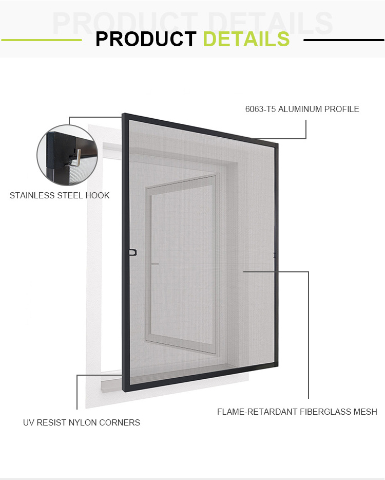 Size-Custom Aluminum Frame Door Window Screens Mesh Net Anti Dust Insect Mosquito Aluminium Fiberglass Fly Screen Window