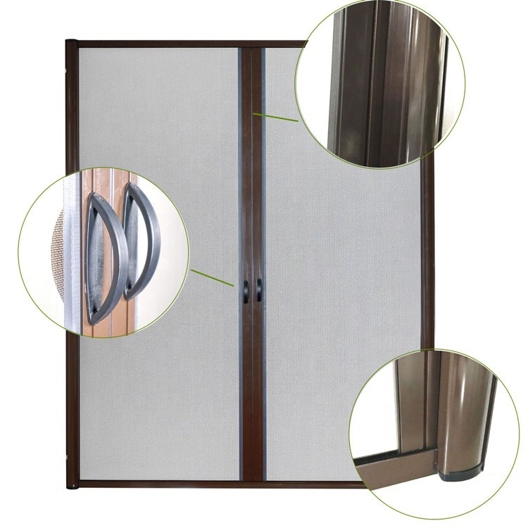 Double Sliding Roller Screen Door Aluminum Retractable Screen Door Horizontal Retracting Sliding Screen Door