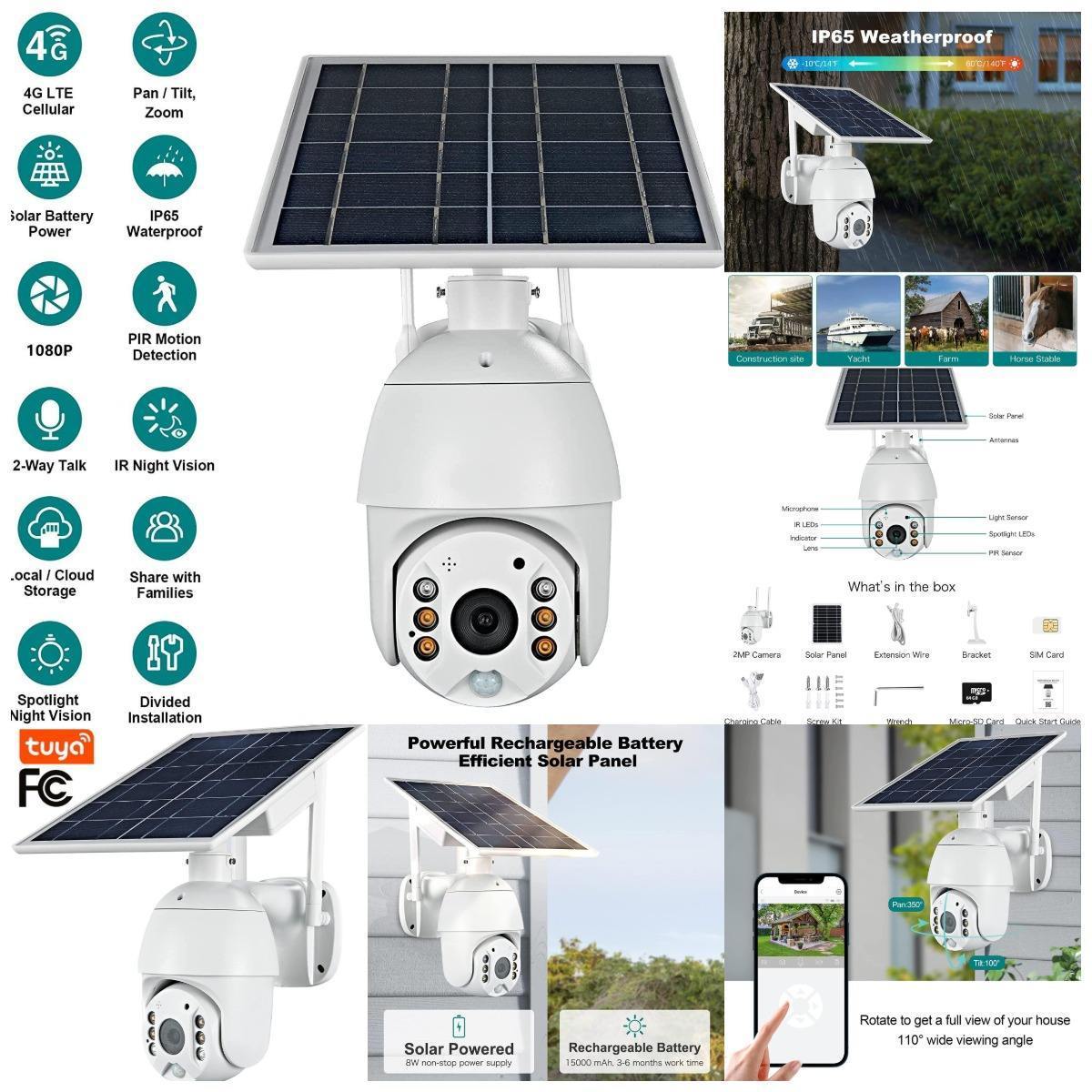 UBOX APP TUYA APP solar ptz 4G camera 1080P with solar panel