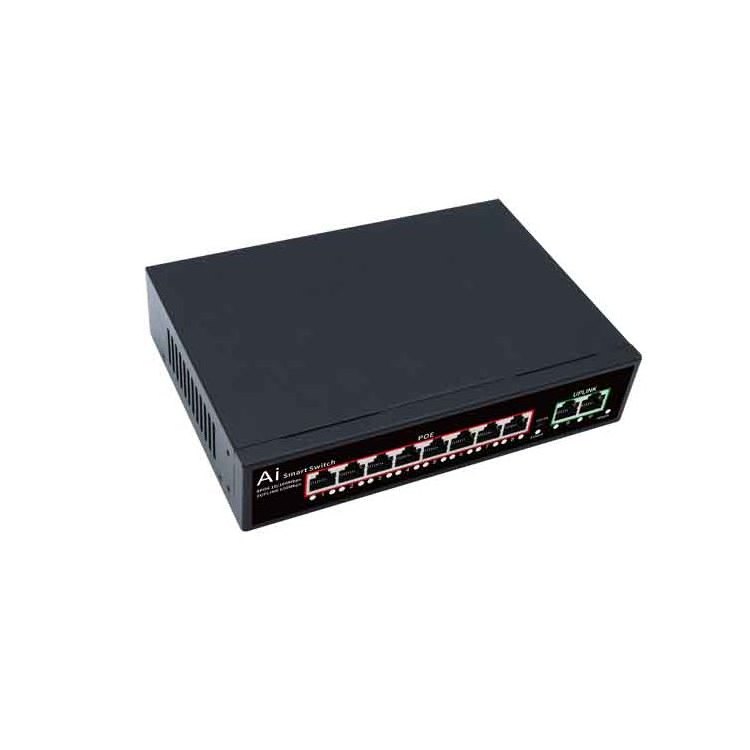 Professional manufacturer 48v poe switch 8 port poe switch 8 poe ports + 2 uplink port unmanaged network switch for cctv