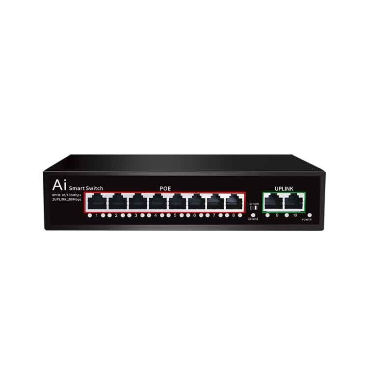 Professional manufacturer 48v poe switch 8 port poe switch 8 poe ports + 2 uplink port unmanaged network switch for cctv