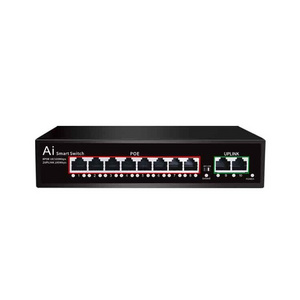 Professional manufacturer 48v poe switch 8 port poe switch 8 poe ports + 2 uplink port unmanaged network switch for cctv