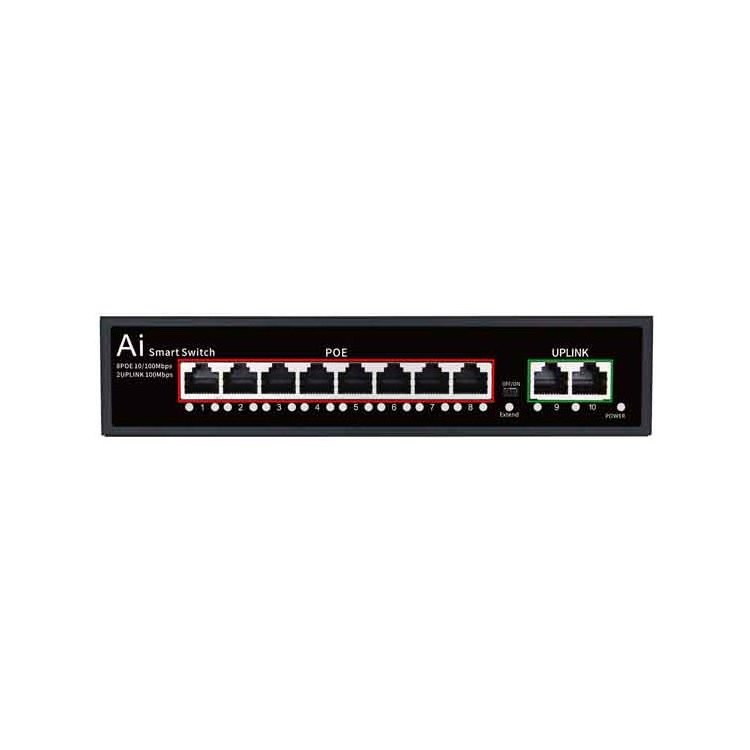 Professional manufacturer 48v poe switch 8 port poe switch 8 poe ports + 2 uplink port unmanaged network switch for cctv