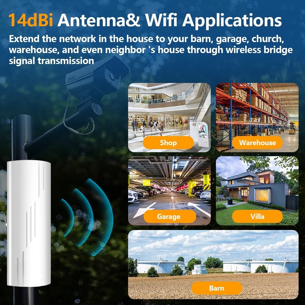 5.8G 16dBi 1200M PoE Power 5KM Extender mobile signal booster network free to air wifi receiver Wifi Outdoor CPE Wireless Bridge