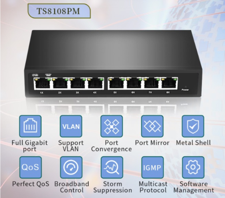 New Style Hot selling 24v passive poe passive poe switch 24v passive poe 8 port