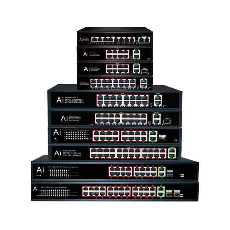 Professional manufacturer 48v poe switch 8 port poe switch 8 poe ports + 2 uplink port unmanaged network switch for cctv