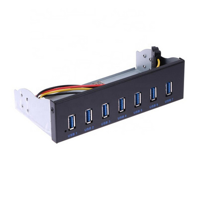 USB 7-ports front panel with 15pin sata power cable 19pin to usb 3.0 7ports 7 ports hub 5.25 inch CD-ROM expansion panel