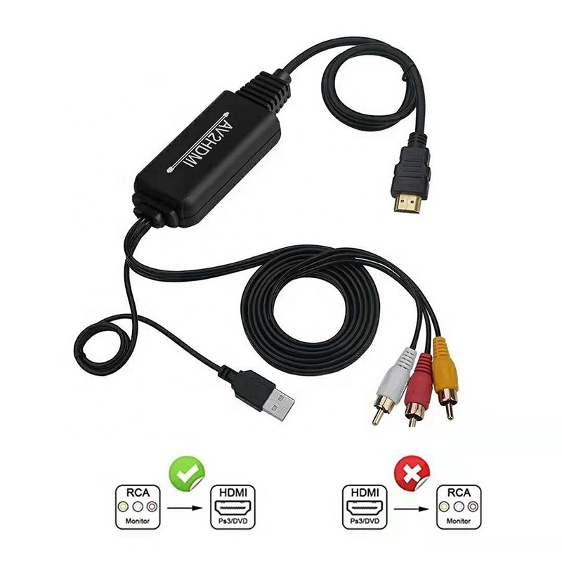 HOT SELLING Composite RCA to HDMI Cable with USB Charge Cable Mini AV 3RCA CVBS Composite CableS to 1080P HDMI Converter Adapter