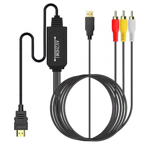 HOT SELLING Composite RCA to HDMI Cable with USB Charge Cable Mini AV 3RCA CVBS Composite CableS to 1080P HDMI Converter Adapter