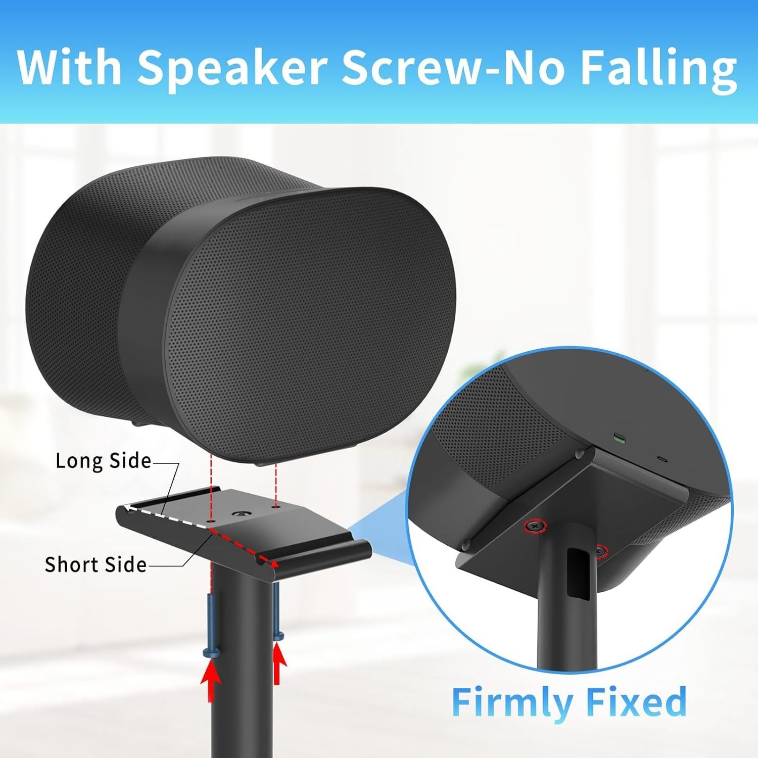 Heavy-Duty Speaker Stand With Cable Management Floor Speaker Stands for Sonos Era 300 Speaker Stand for