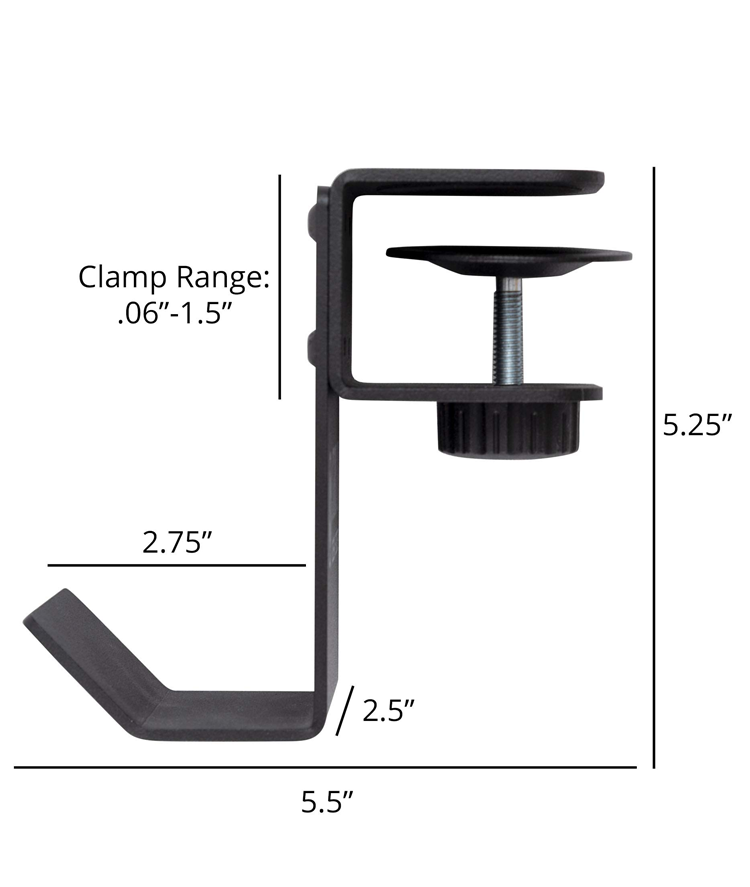 Stand Up Desk Store Clamp-On Under Desk Headphone Holder/Backpack Hook/Purse Hook