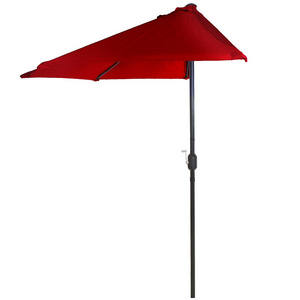 9FT Balcony Steel Middle Pole Garden Outdoor Sunshade Market Half Round Patio Umbrella