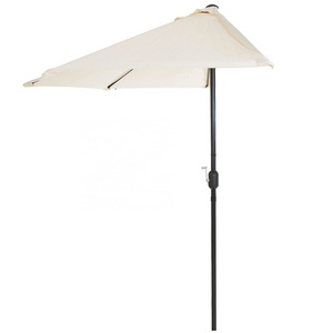 Half Umbrella Patio 9FT Balcony Steel Middle Pole Garden Outdoor Sunshade Market Umbrella