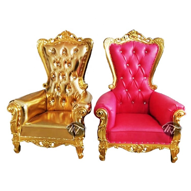 Luxury wedding pink leather queen and king throne sofa chair with arms