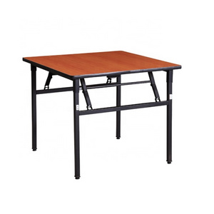 Hotel banquet hall cafeteria 8ft square folding table with black metal legs