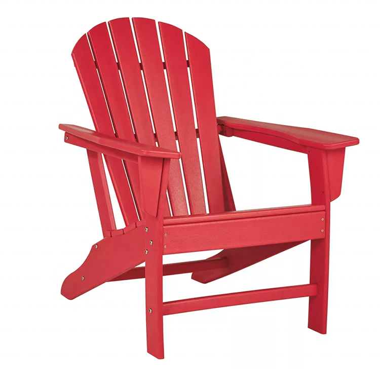 Garden Outdoor Furniture All Weather Resin HDPE Beach Adirondack Chair and Table Bistro Set,Red