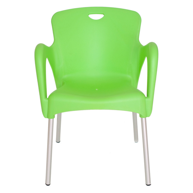 Garden Furniture Promotional Colorful Plastic Stackable Coffee Chairs For Restaurant, Green