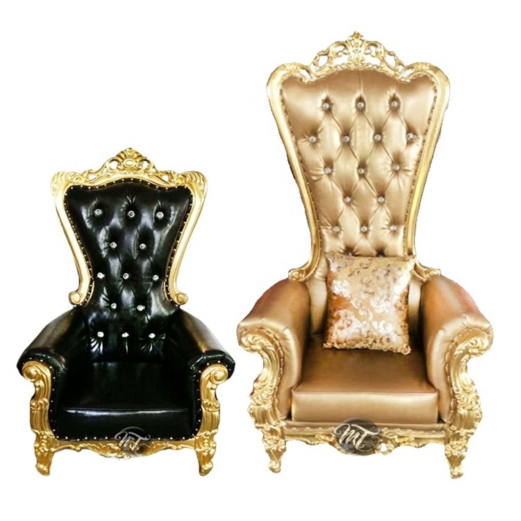 Luxury wedding pink leather queen and king throne sofa chair with arms