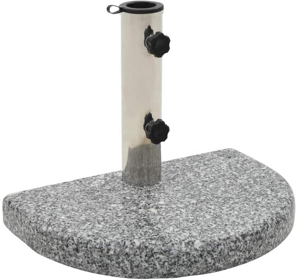 Parasol Base Granite 10 kg Curved Grey Garden Outdoor Living Umbrella & Parasol Accessories Half Round Outdoor Base