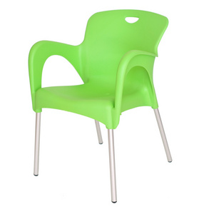 Garden Furniture Promotional Colorful Plastic Stackable Coffee Chairs For Restaurant, Green