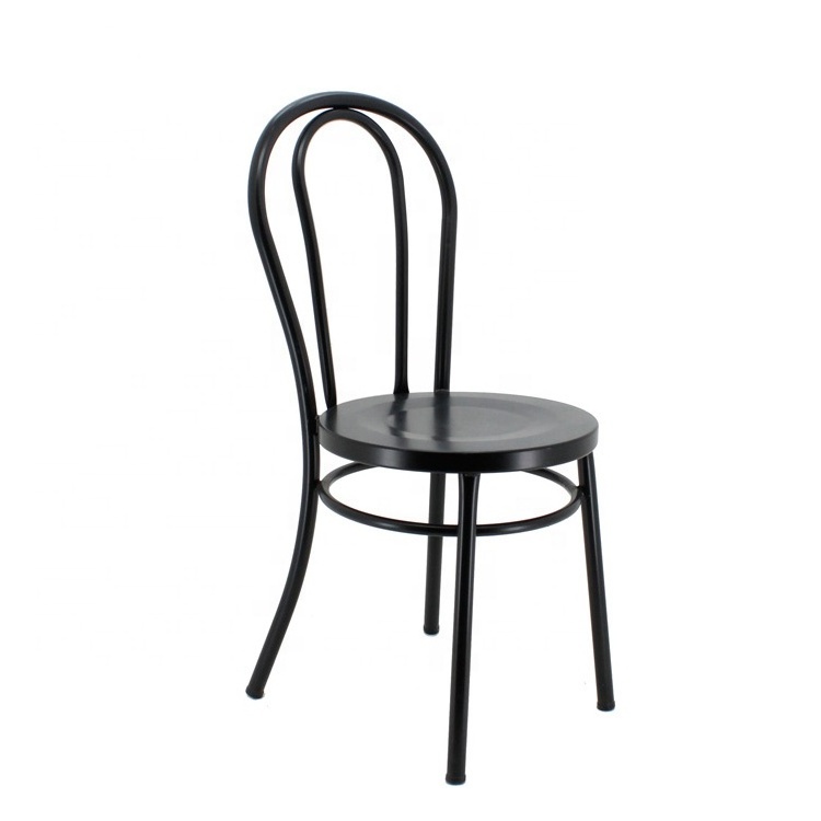 Event wedding vintage black metal bentwood stack thonet cafe chair for dining room