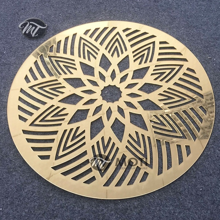 Luxury wedding dining table mat decorative centerpieces round gold acrylic placemat for event party