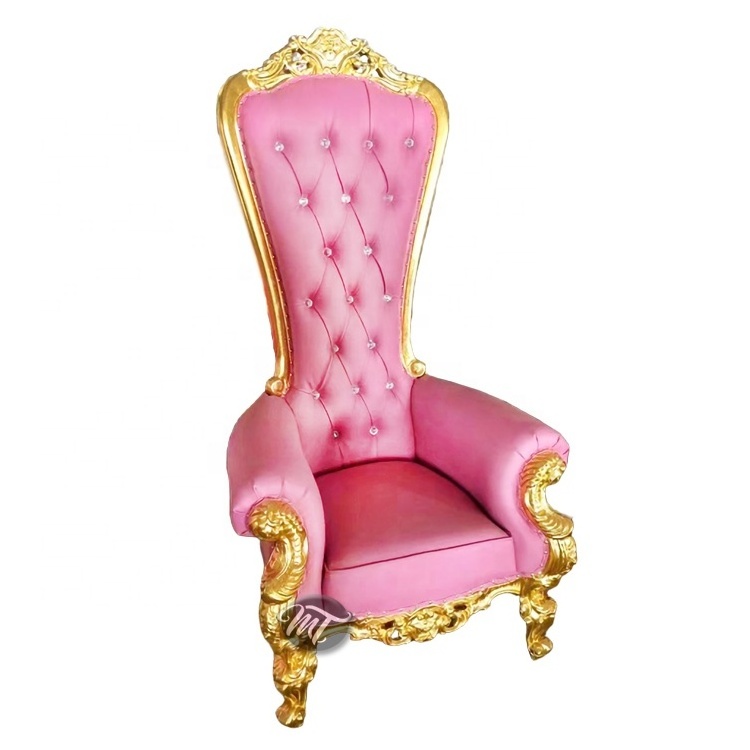 Luxury wedding pink leather queen and king throne sofa chair with arms