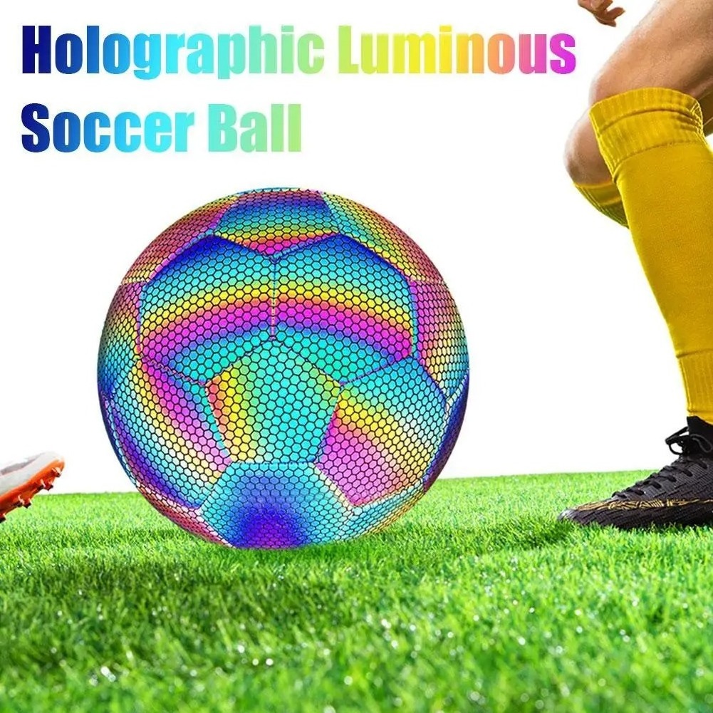 Manufacturer For Holographic Light Up Glow In The Dark Reflective Football Training Outdoor Illuminated Soccer Ball