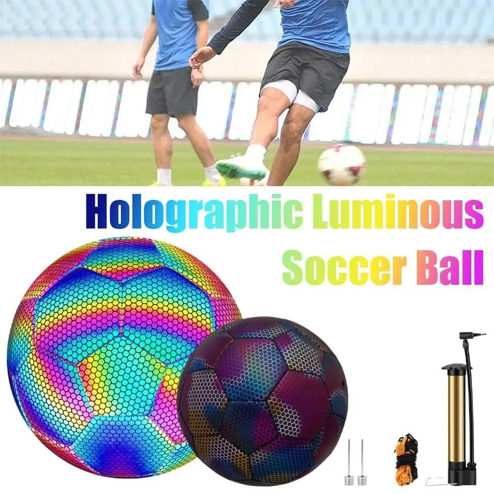 Manufacturer For Holographic Light Up Glow In The Dark Reflective Football Training Outdoor Illuminated Soccer Ball