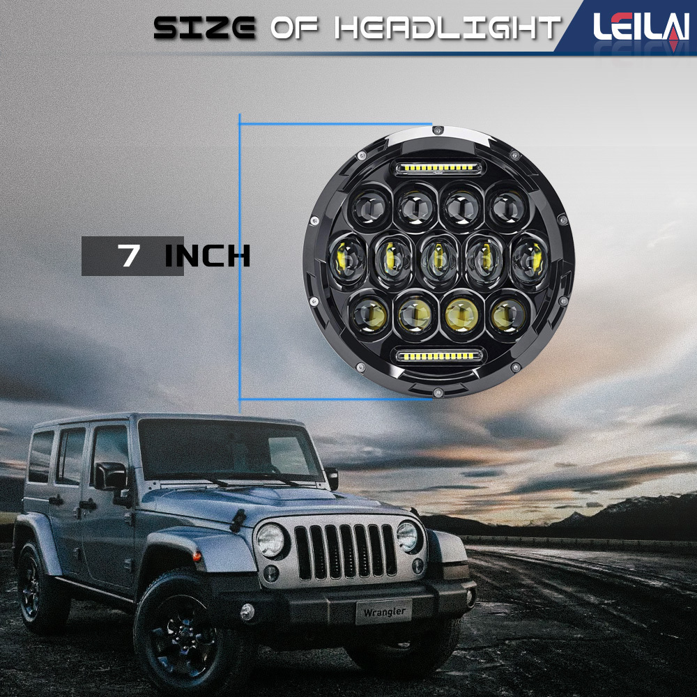 7 Inch Round High And Low Beam LED Headlight With Daytime Running Lights (DRL) For All Cars And Motorcycles