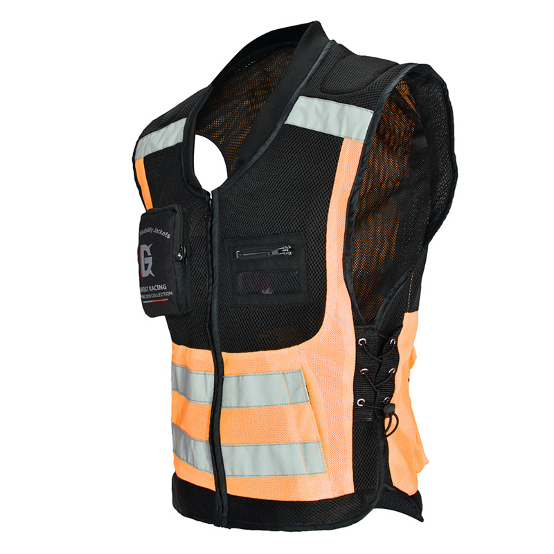 GHOST high quality motorcycle vest 100% polyester hi vis reflective safety jacket