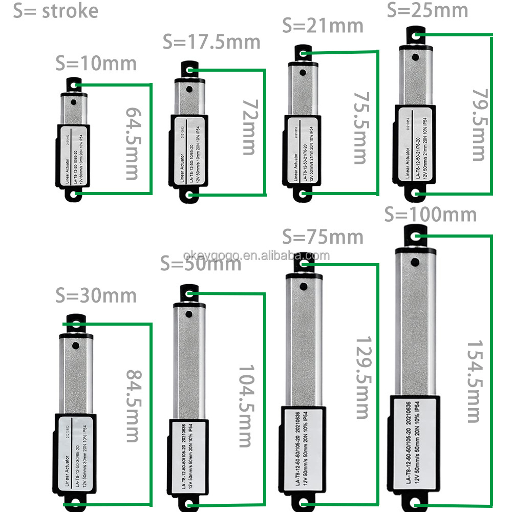 6V 12V  24V  10/17.5/21/25/30/50/75/100MM Stroke Micro Mini Linear Actuator Linear Stepper 5V 30mm Linear Electrical Actuator