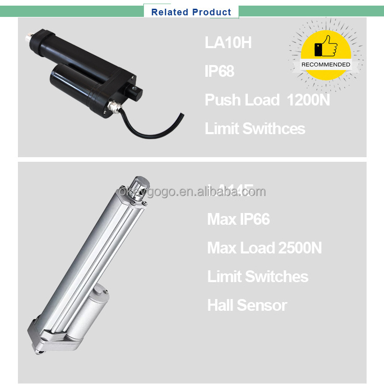 Highly Waterproof 12V 24V DC 1000N Load Linear Actuator Motors With Wireless Remote Control