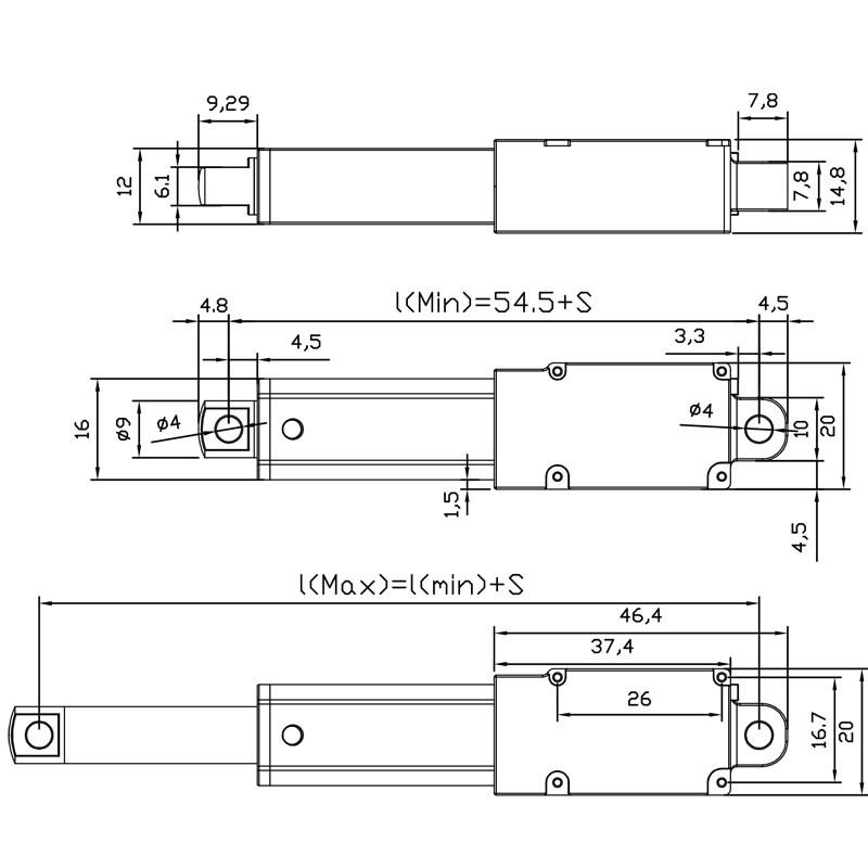 12V 24V DC Motor Actuator Linear with Internal Limit Switch Mini Linear Actuator Motor for Automotive Industry