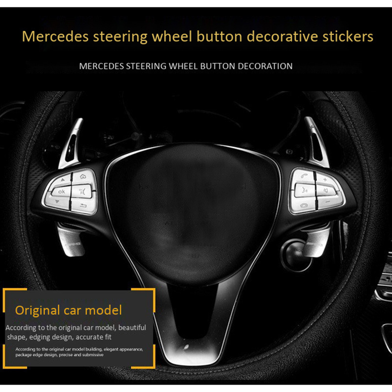 12Pcs Car Styling Steering Wheel Button Covers Trim Stickers For Mercedes Benz GLC X253 2015 2016 C Class W205 2014 2015