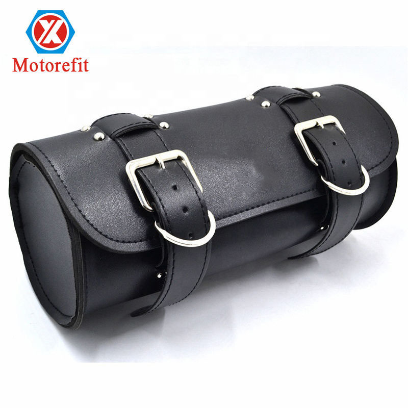 RTS New Motorcycle Leather PU Front Fork Tool Bag Luggage Saddlebag For Harley Chopper Bobber Cruiser