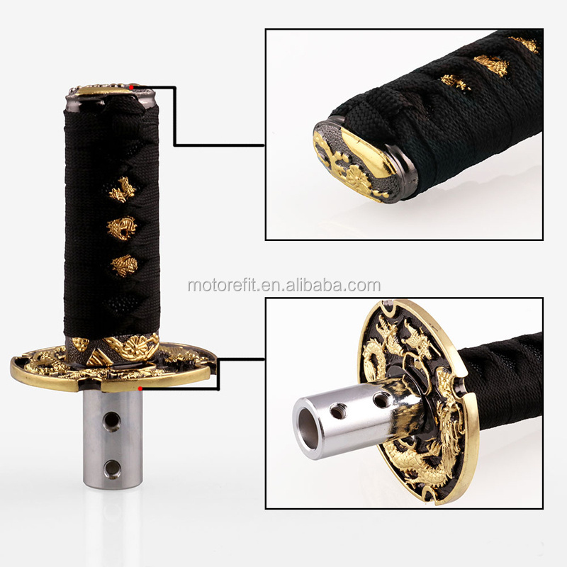 Motorefit Short Samurai Gold Dragon Sword Shift Knob 102mm 152mm Metal Weighted Katana Shifter For Universal car