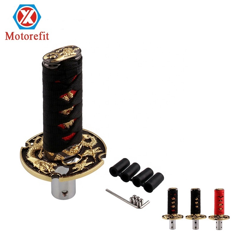 Motorefit Short Samurai Gold Dragon Sword Shift Knob 102mm 152mm Metal Weighted Katana Shifter For Universal car