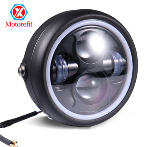 Retro Angel eye Head Light 6.5" Motorcycle LED Headlight 12V Headlamp For Harley Cafe Racer Bobber