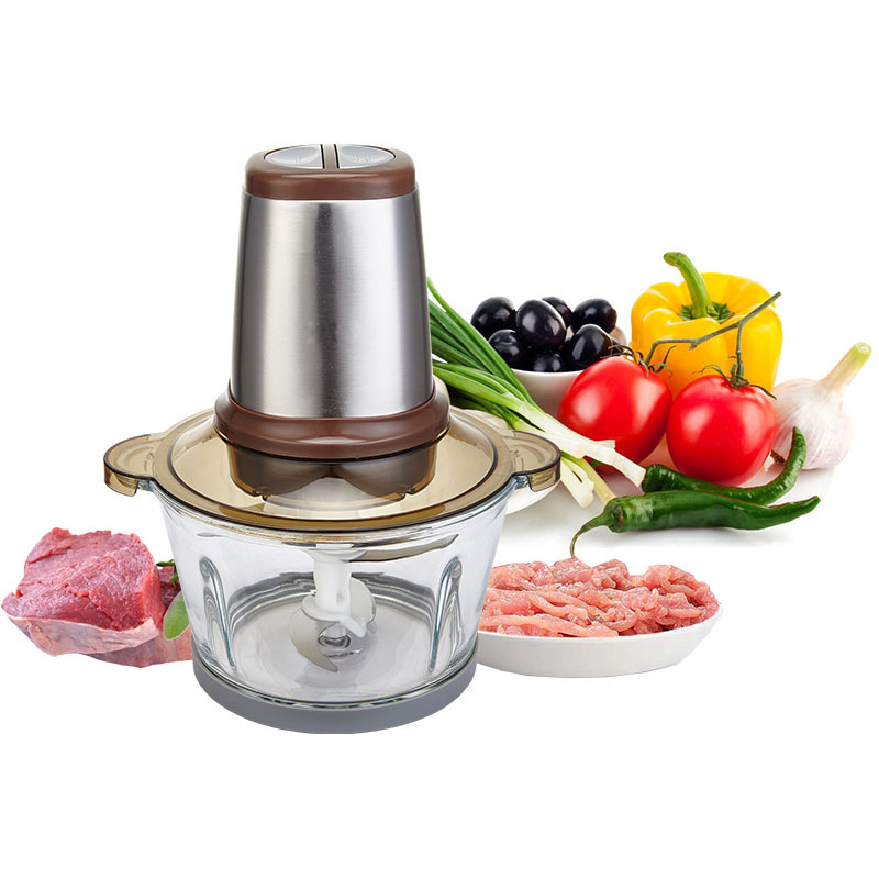 Household electric food meat grinder stainless steel glass bowl large capacity 1.8L  Multifunctional vegetable grinder