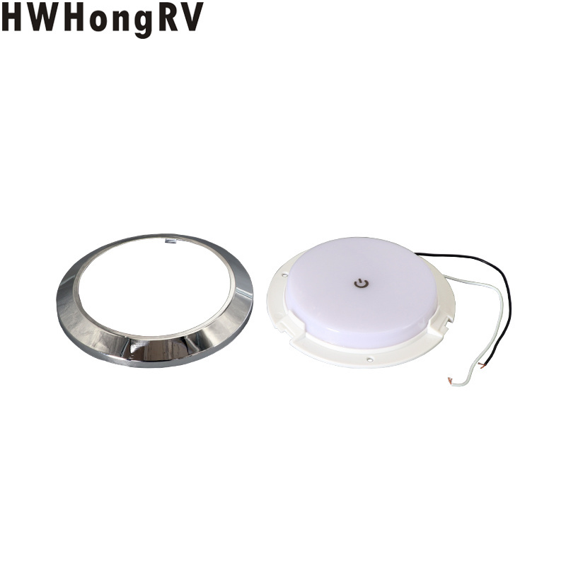 HWhongRV campervan 12V LEd With touch dimming function Silver edge LED ceiling light luxury yacht RV interior ceiling lamp