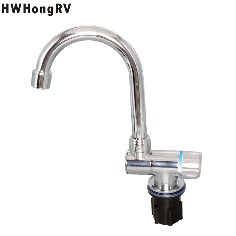 HWHongRV RV Caravan ,Camper hot cold water Folding Kitchen Faucet Tap with 4 way rotation campervan copper tap