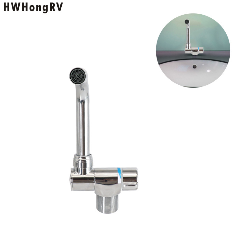 HWHongRV campervan  4-way water tap kitchen movable Single Handle flexible  neck RV sink mixer tap caravan adjustable faucet