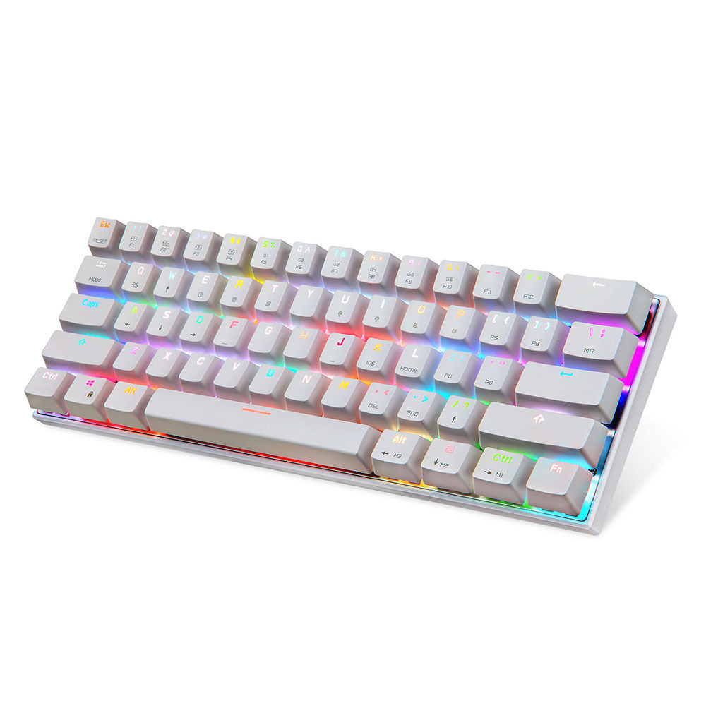 Motospeed CK62 61 Keys RGB Mechanical Keyboard USB Wired BT Dual Mode Gaming Keyboard with OUTEMU Red Switches Black White Pink