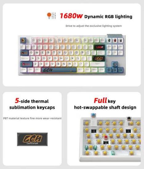 Motospeed Mototech DIY K6 Mechanical Keyboard 87 Key Hot Swap Switch Gateron Bt Wireless RGB Gaming Keyboards For Laptop PC