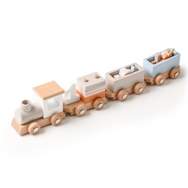 Wholesale Track Sets Kids Cake Decoration Ornament Montessori Wooden Train Toys For Kids