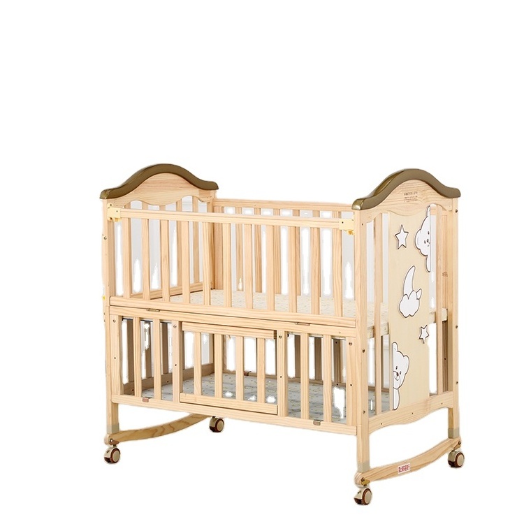 Multifunctional Best Baby Cribs Set Convertible Desk Toddler Beds Bassinet Swing Wooden Cot