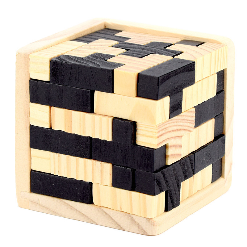 Toys Kids Children Luban Lock Chinese Traditional Toy Unique 3D Wooden Puzzle Classical Intellectual Wooden Cube Educational Toy