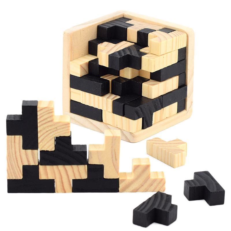 Toys Kids Children Luban Lock Chinese Traditional Toy Unique 3D Wooden Puzzle Classical Intellectual Wooden Cube Educational Toy